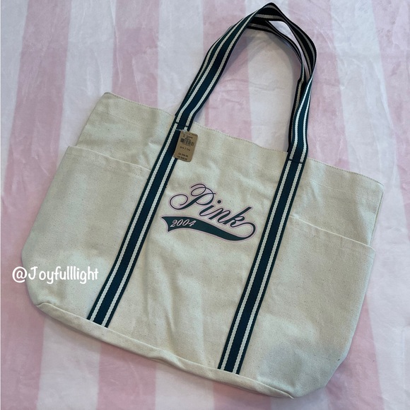 NWT VS PINK VARSITY JACKET DEEP IN FOREST LIMITED EDITION LARGE PLUS FREE TOTE - Picture 9 of 16